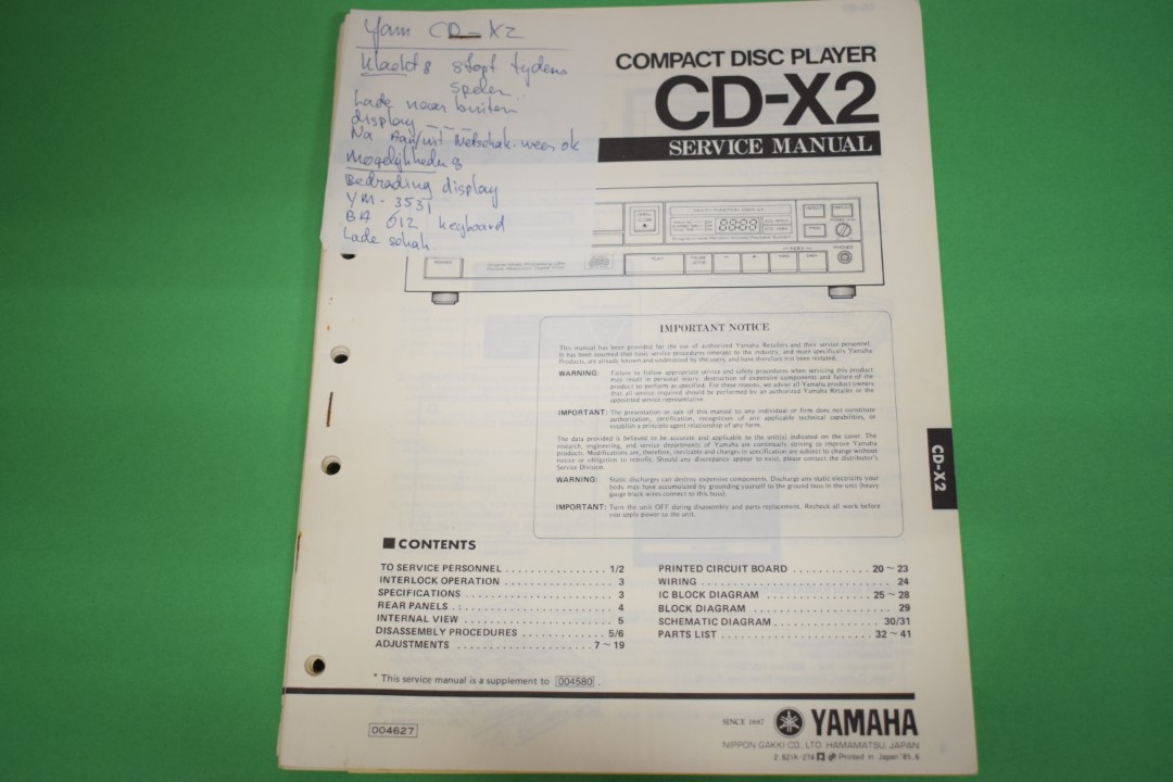 Yamaha CD-X2 CD-Player Service Manual