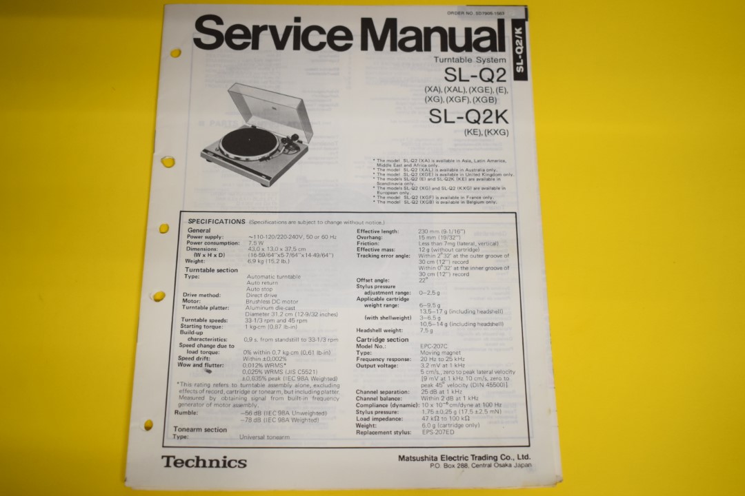 Technics SL-Q2 Turntable Service Manual