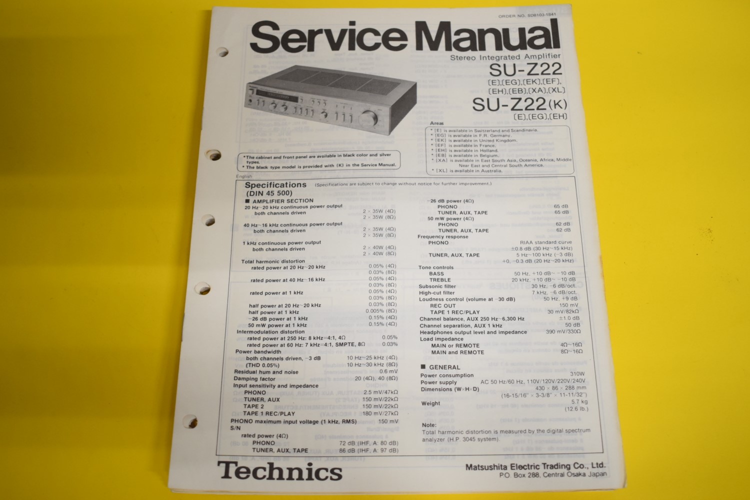 Technics SU-Z22 Amplifier Service Manual 