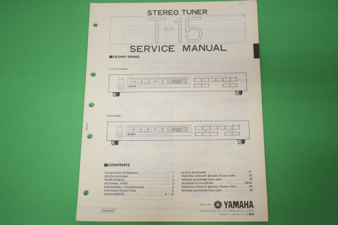 Yamaha T-15 Tuner Service Manual