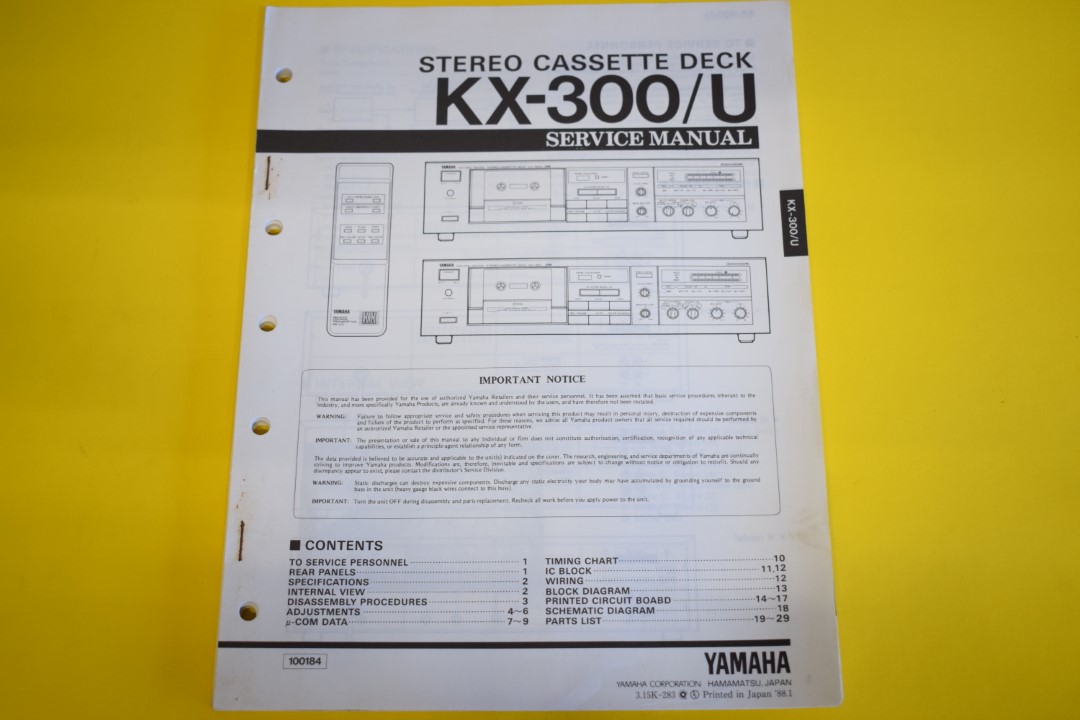 Yamaha KX-300/U Cassette Deck Service Manual