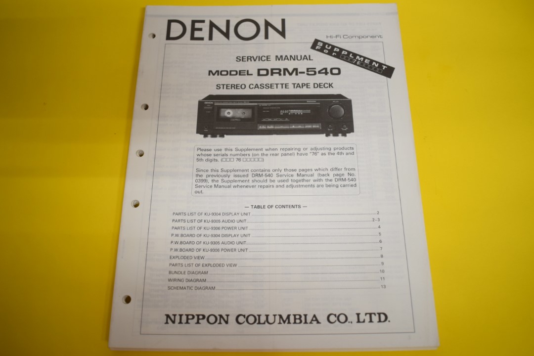 Denon DRM-540 cassettedeck Service Manual
