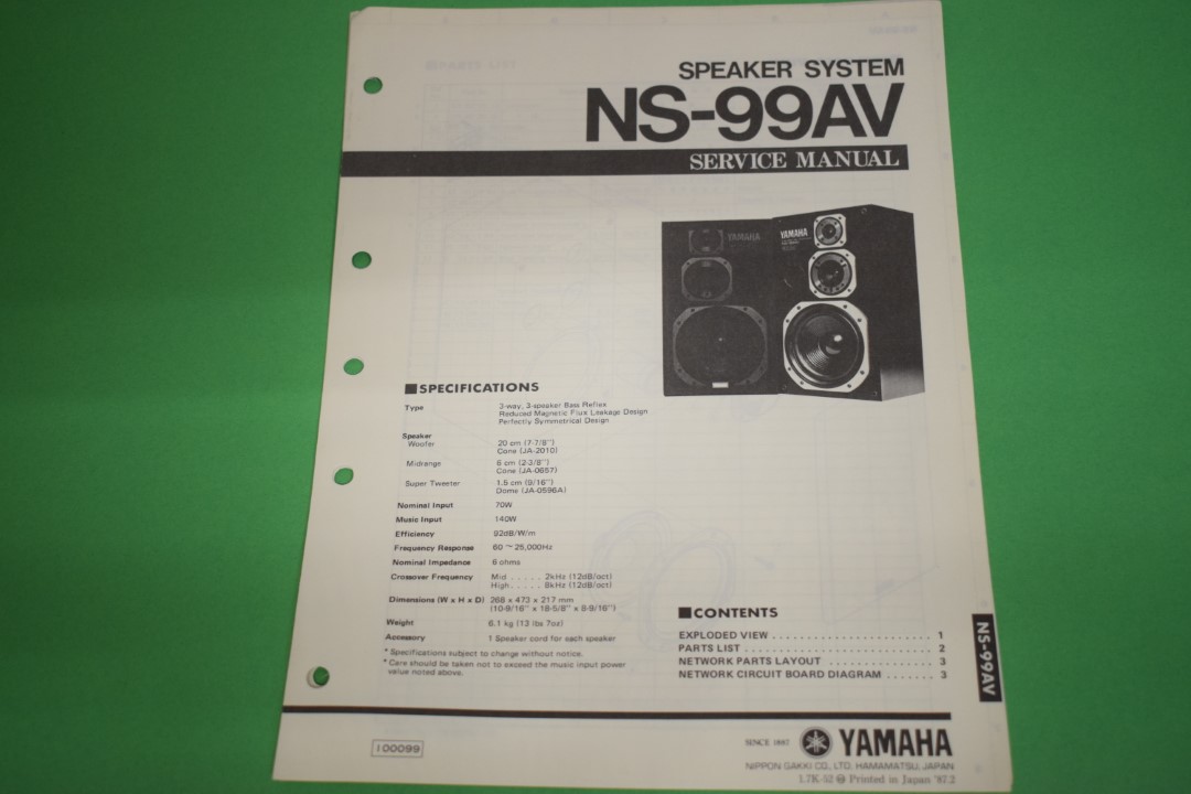 Yamaha NS-99AV Speaker System Service Manual