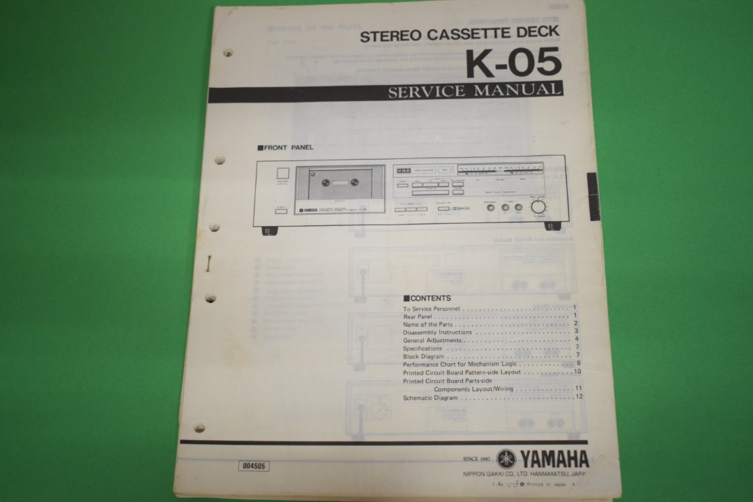 Yamaha K-05 Stereo Cassette Deck Service Manual