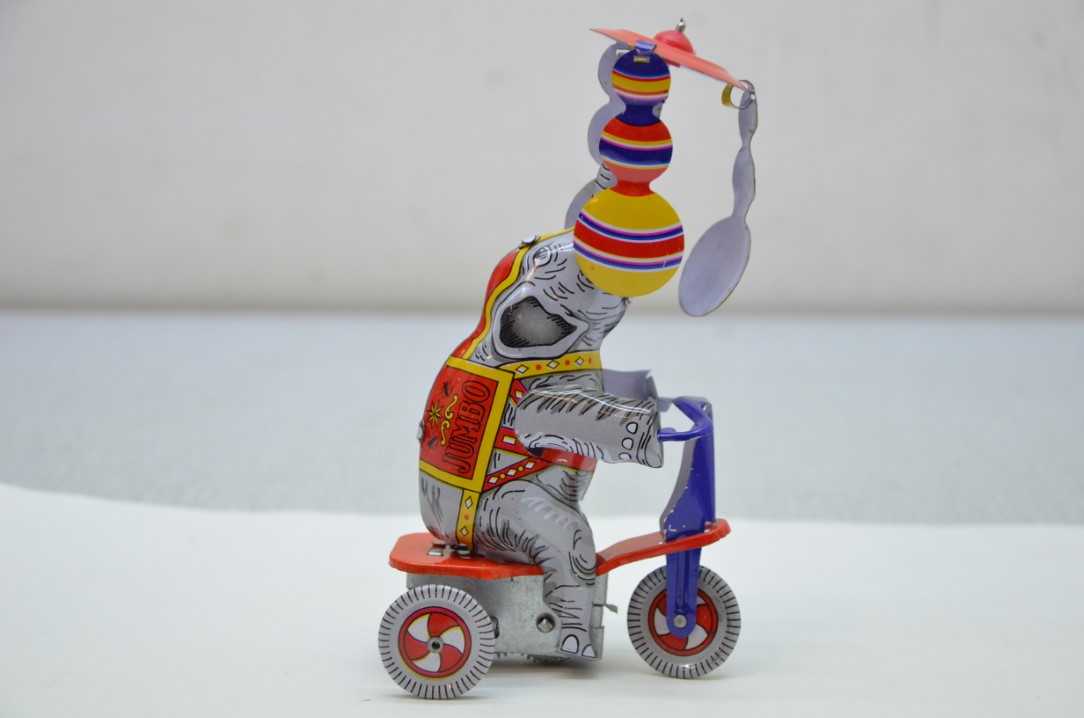 Tin Toy: Elephant on a bicycle – in box