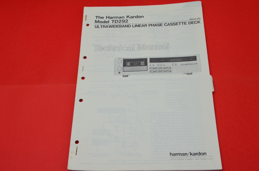 Harman Kardon TD292 Cassette Deck Service Manual