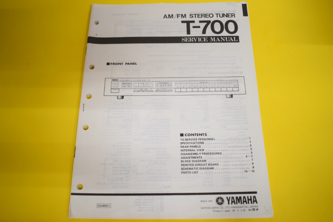Yamaha T-700 Tuner Service Manual