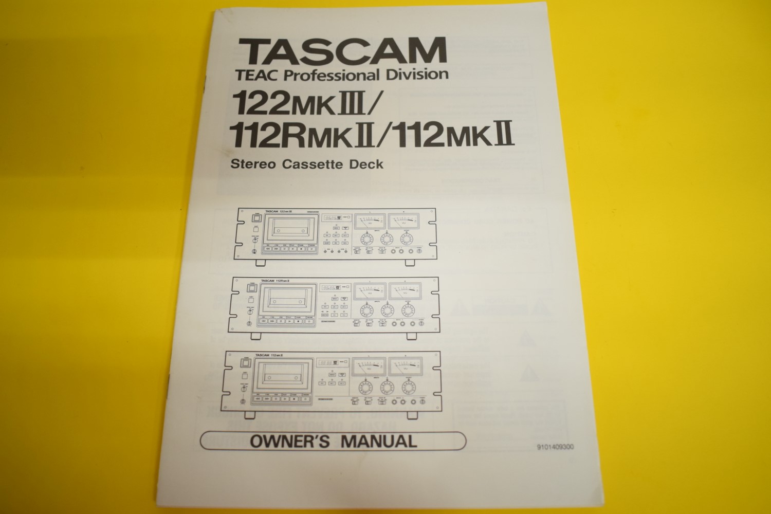 Tascam 122mkIII/112RmkII/112mkII cassettedeck Owner’s Manual