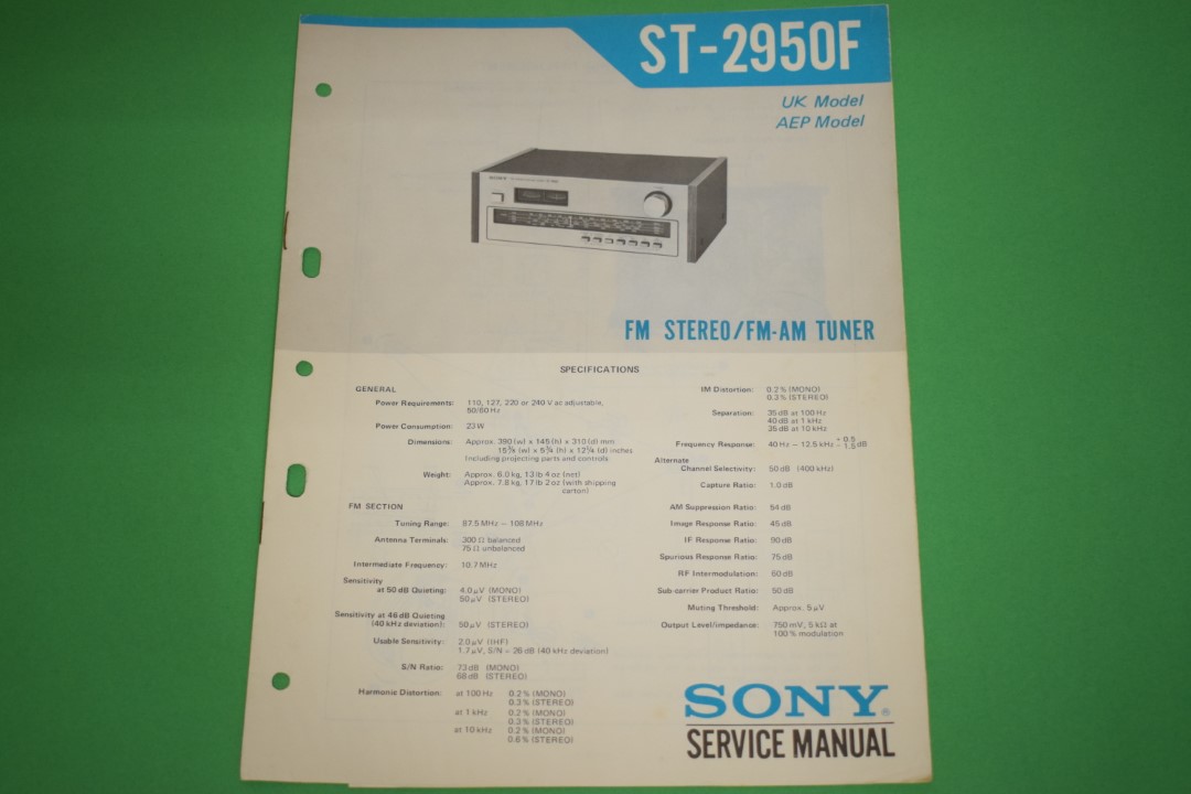 Sony ST-2950F AM/FM Stereo Tuner Service Manual
