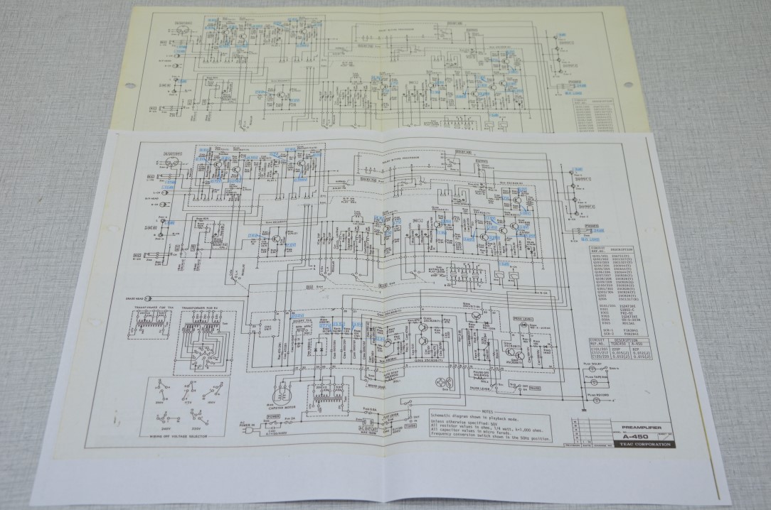 Teac A-450 Cassettedeck Photocopy Original Service Manual/Parts list