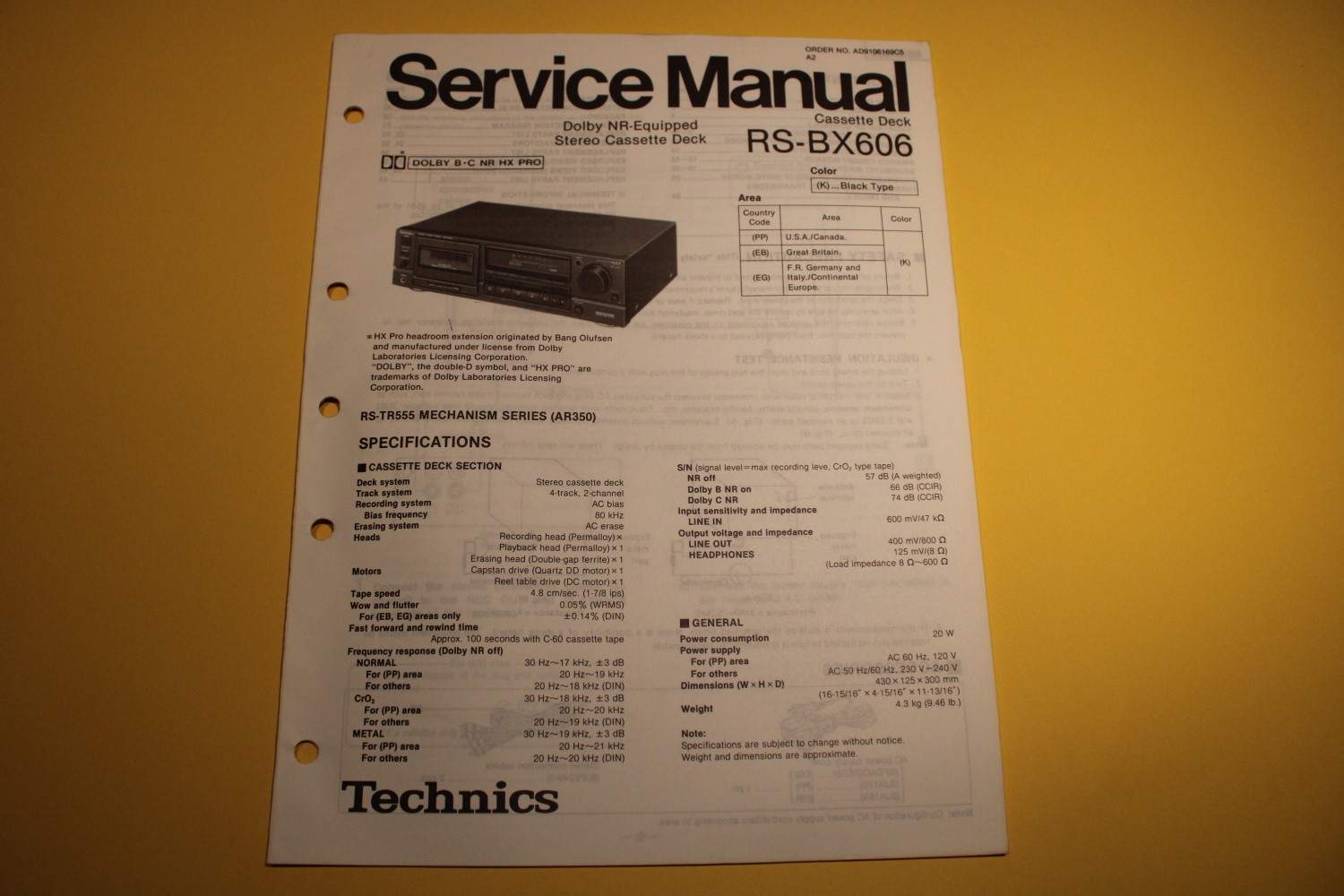 Technics RS-BX606 cassettedeck Service Manual