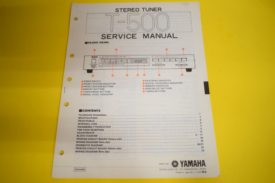 Yamaha T-500 Tuner Service Manual