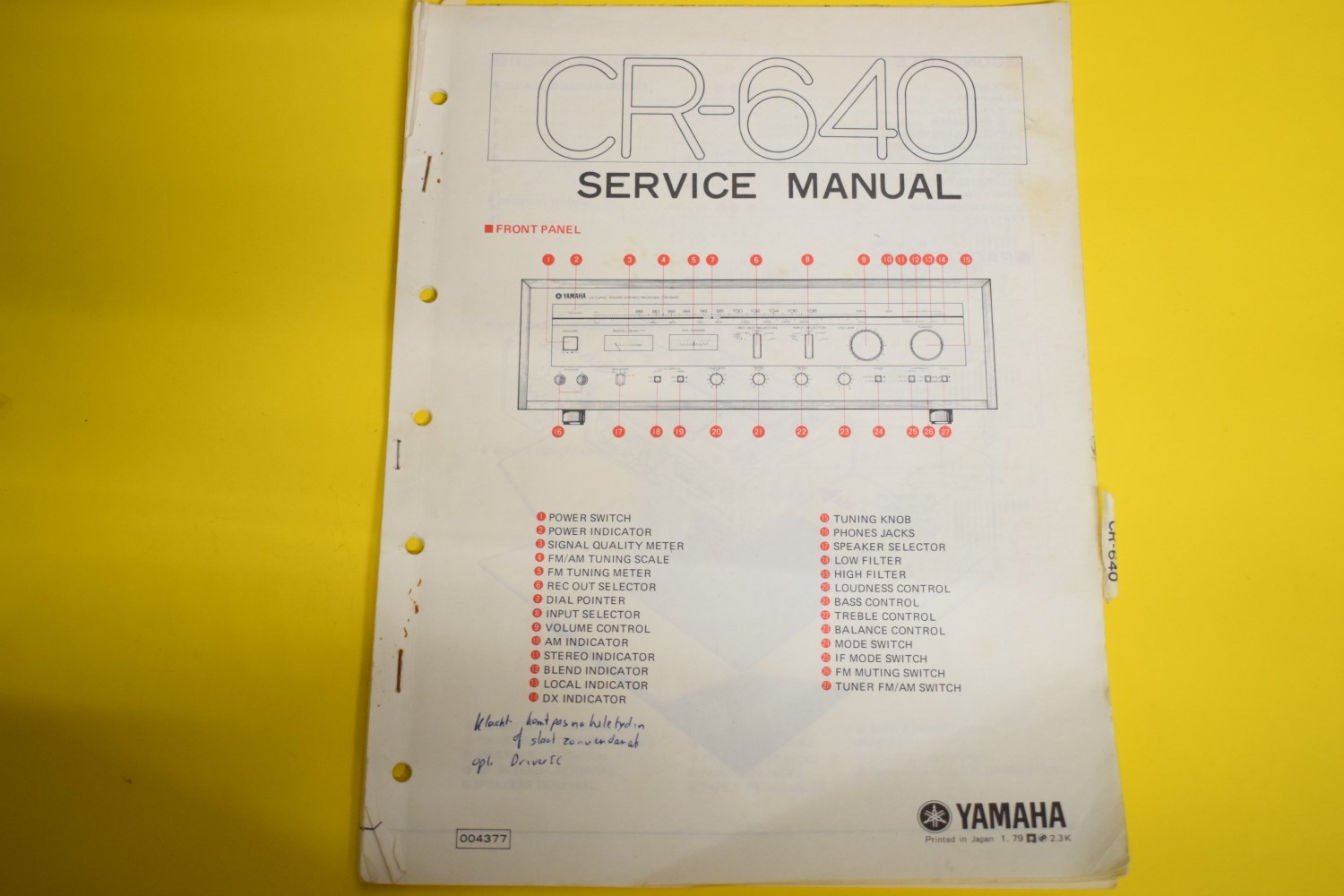 Yamaha CR-640 Receiver Service Manual
