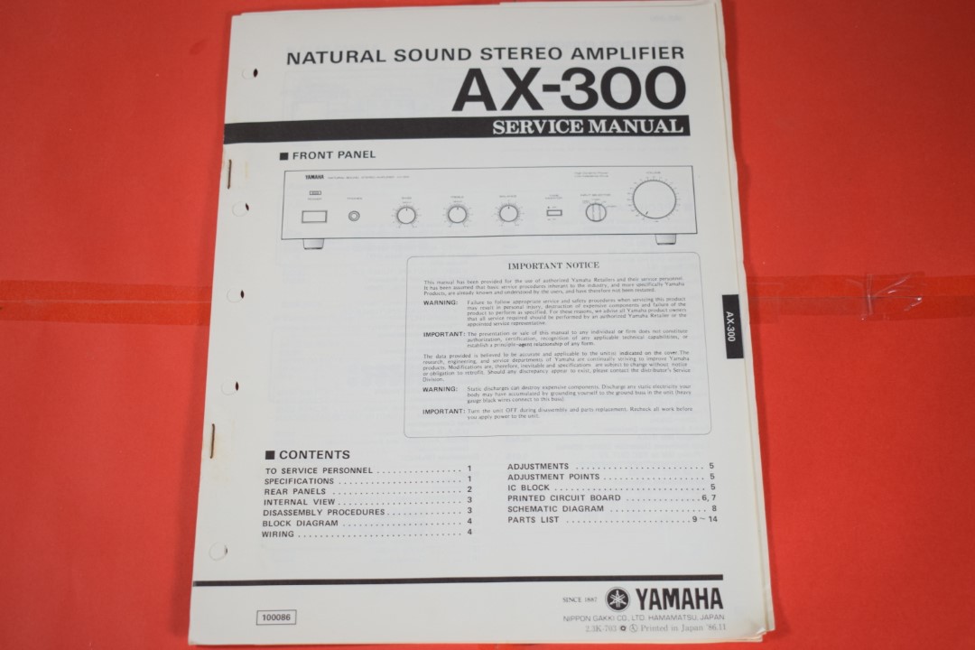 Yamaha AX-300 Stereo Amplifier Service Manual