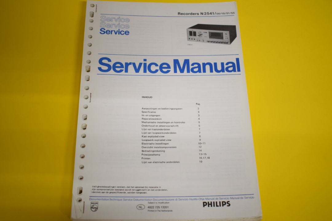 Philips N2541 cassettedeck Service Manual