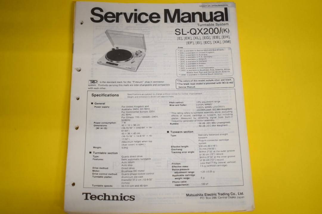 Technics SL-QX200 Turntable Service Manual