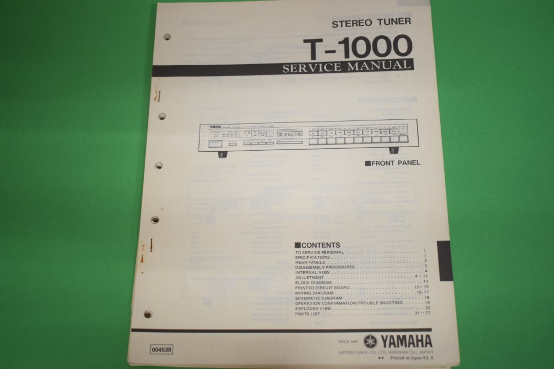 Yamaha T-1000 Tuner Service Manual