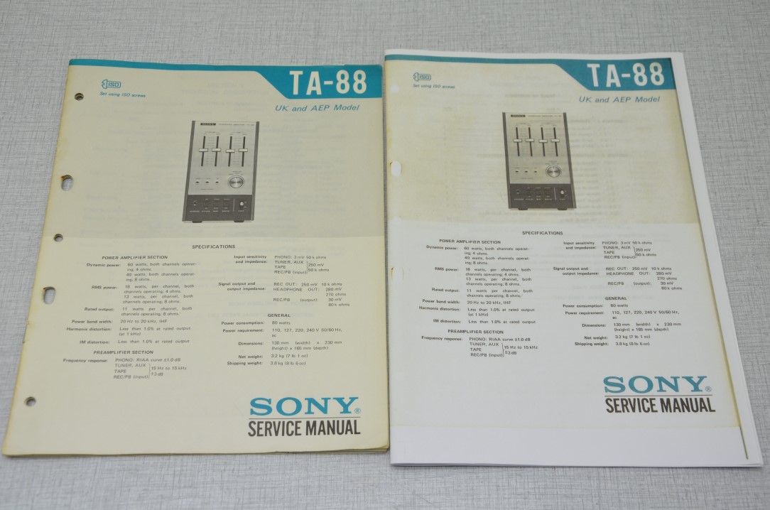 Sony TA-88 Amplifier Photocopy Original Service Manual