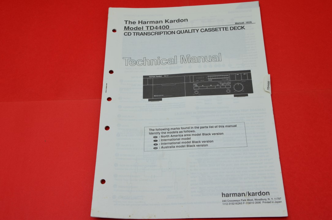 Harman Kardon TD4400 Cassette Deck Service Manual