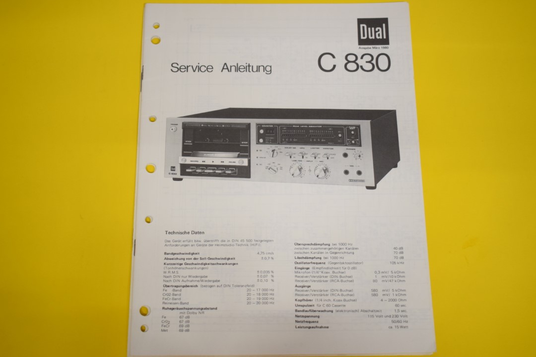 Dual C830 Cassette Deck Service Manual