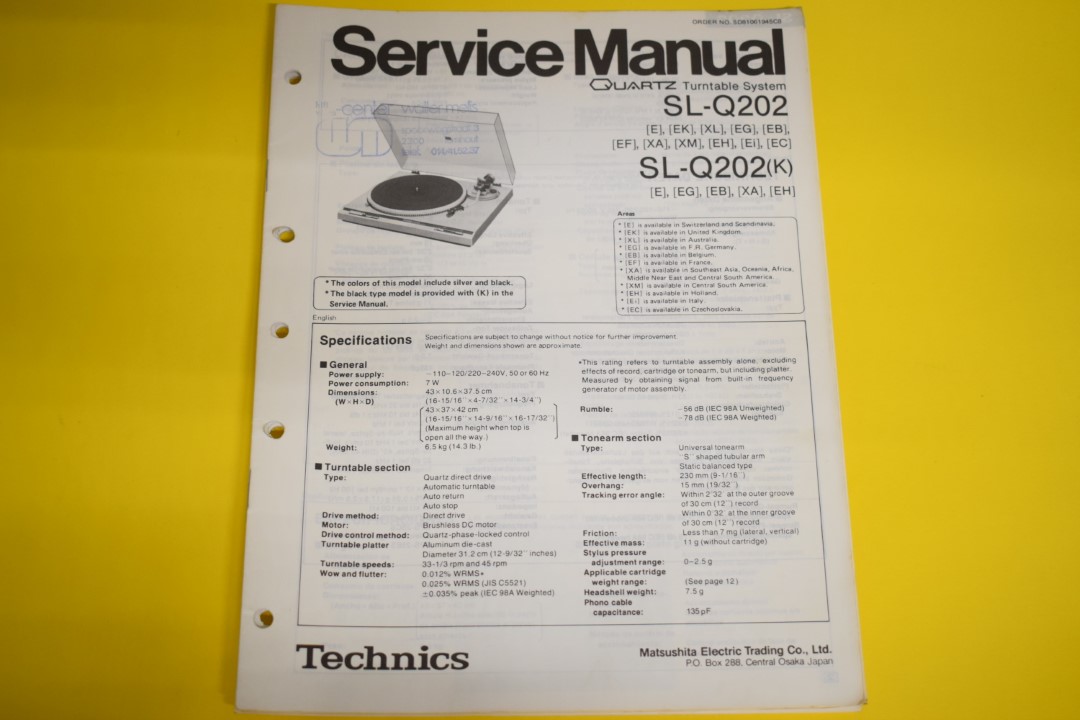 Technics SL-Q202 Turntable Service Manual