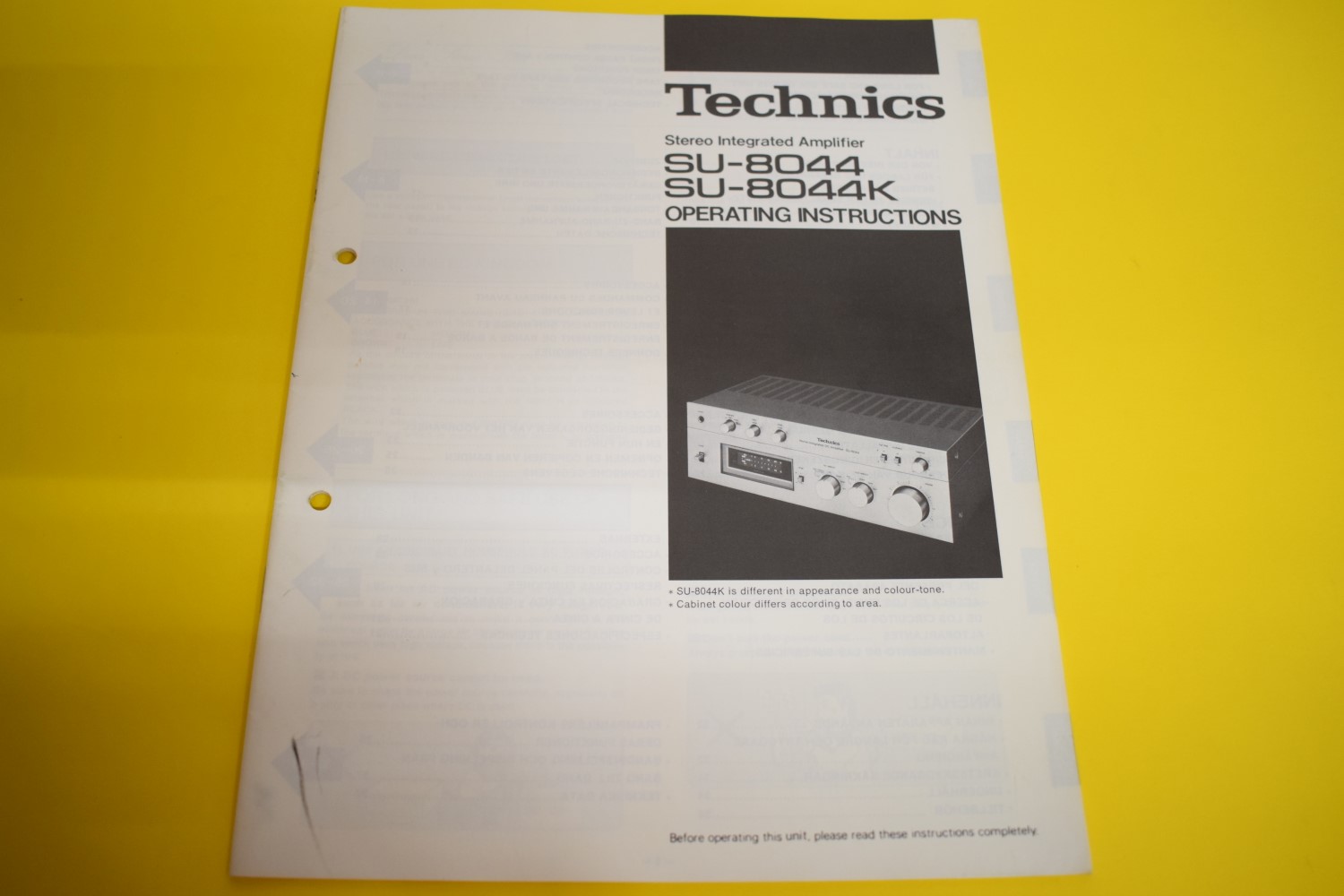 Technics SU-8044/SU-8044K Amplifier Owner’s Manual