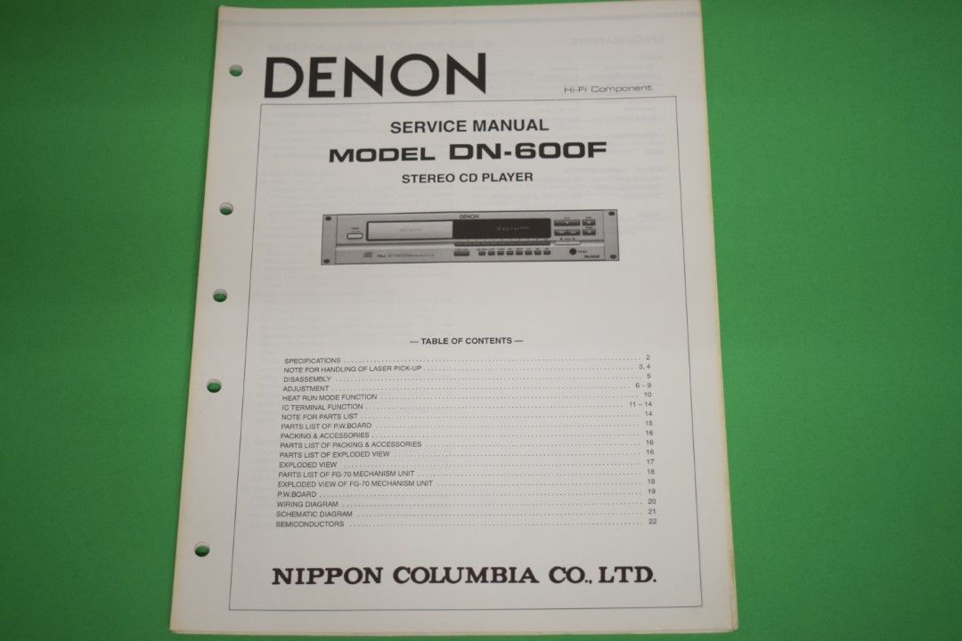 Denon DN-600F CD-Player Service Manual