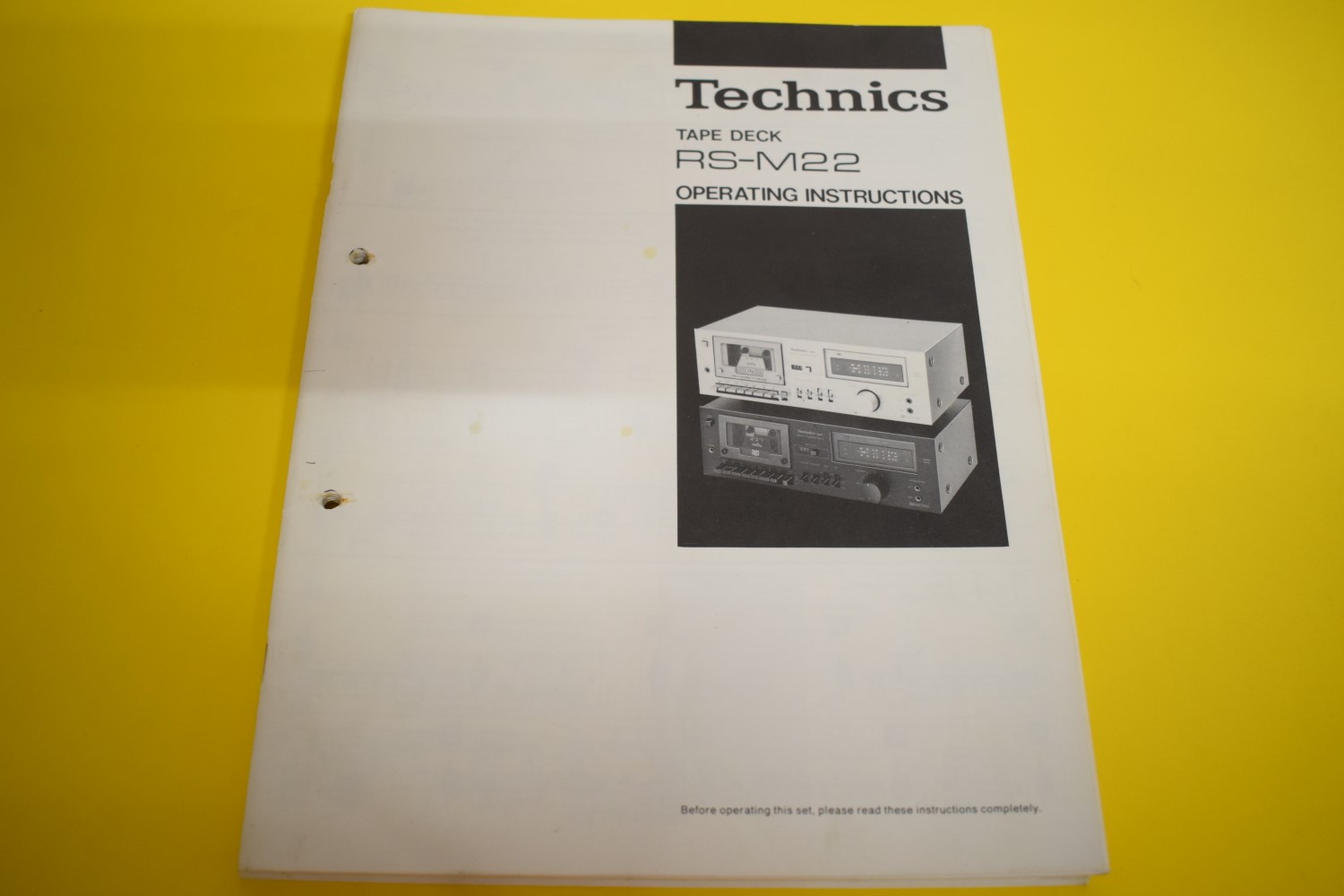 Technics RS-M22 cassettedeck Owner’s Manual