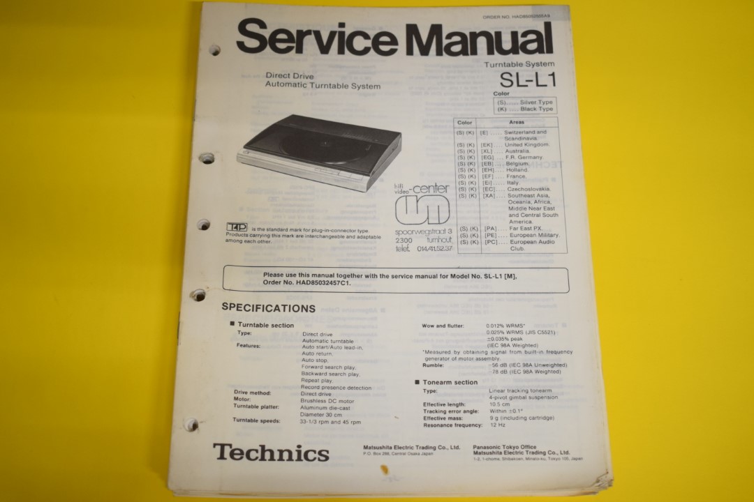 Technics SL-L1 Turntable Service Manual