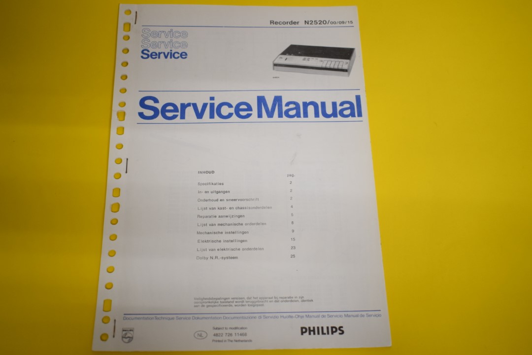 Philips N2520 cassettedeck Service Manual