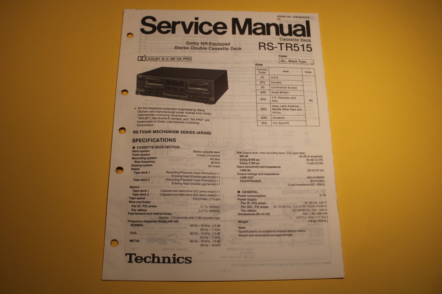 Technics RS-TR515 cassettedeck Service Manual