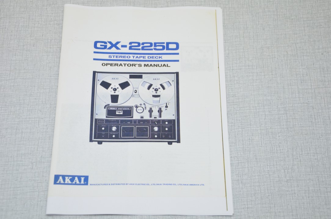Akai GX-225D Tape Recorder Photocopy Original User Manual