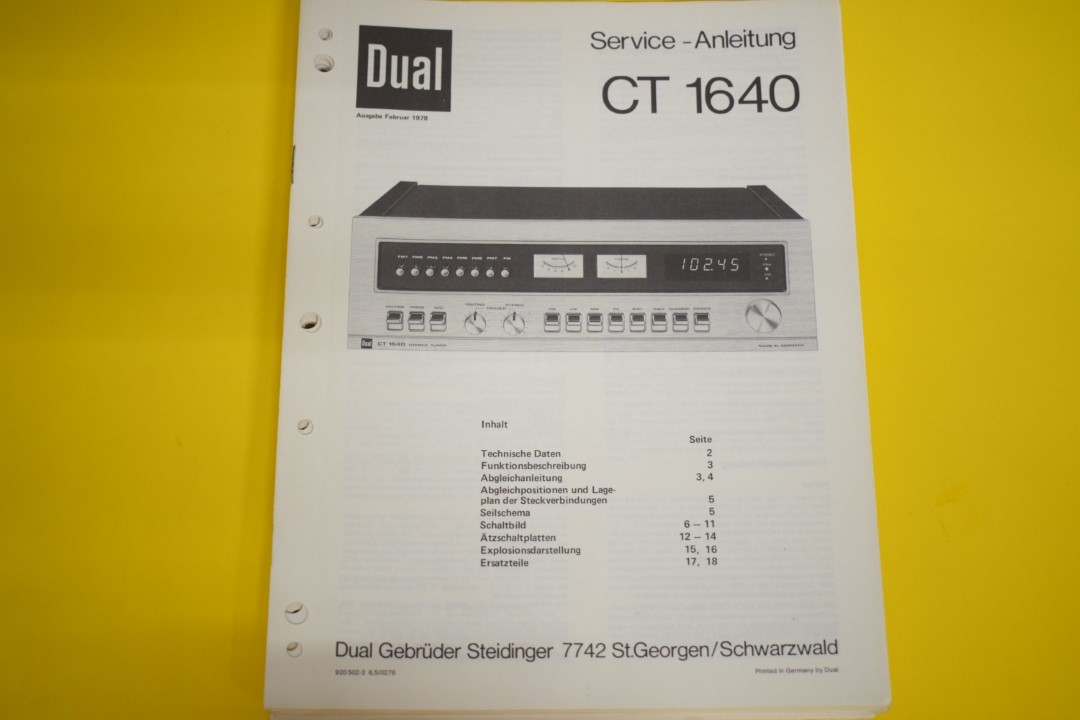 Dual CT 1640 Tuner Service Manual