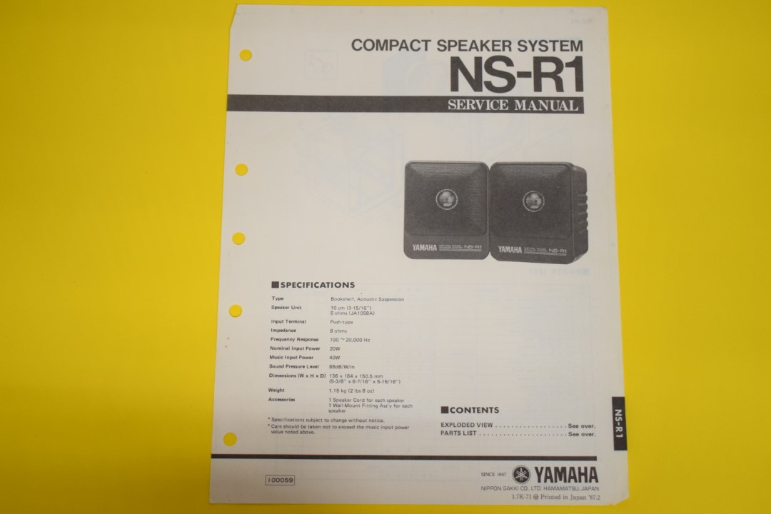 Yamaha NS-R1 Speakerset Service Manual