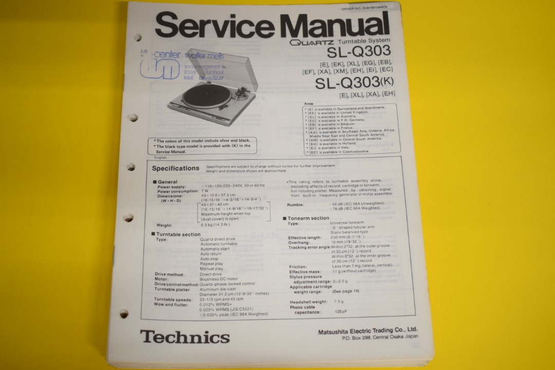 Technics SL-Q303 Turntable Service Manual