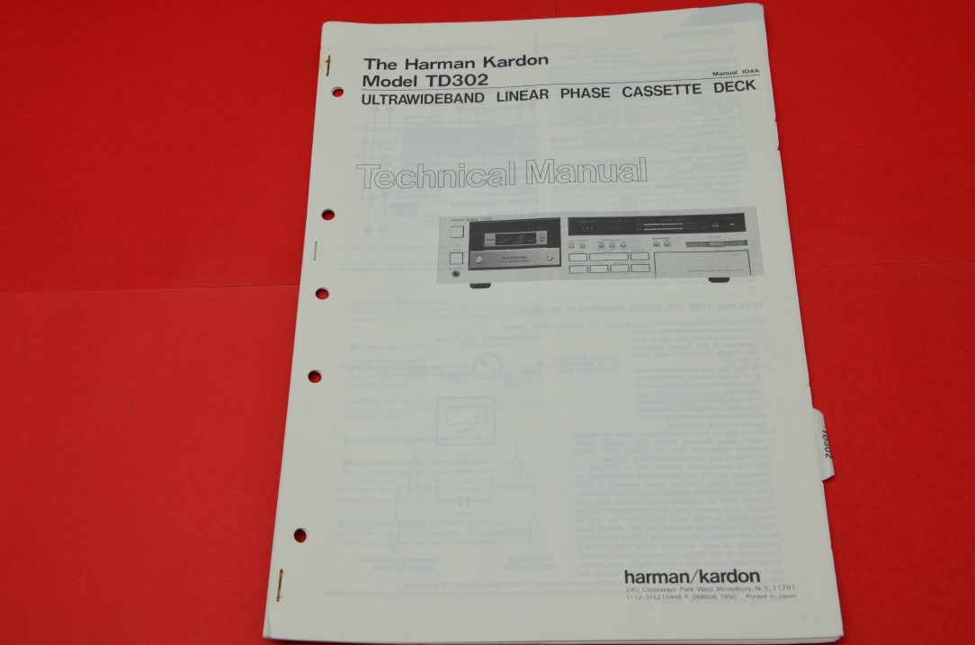 Harman Kardon TD302 Cassette Deck Service Manual