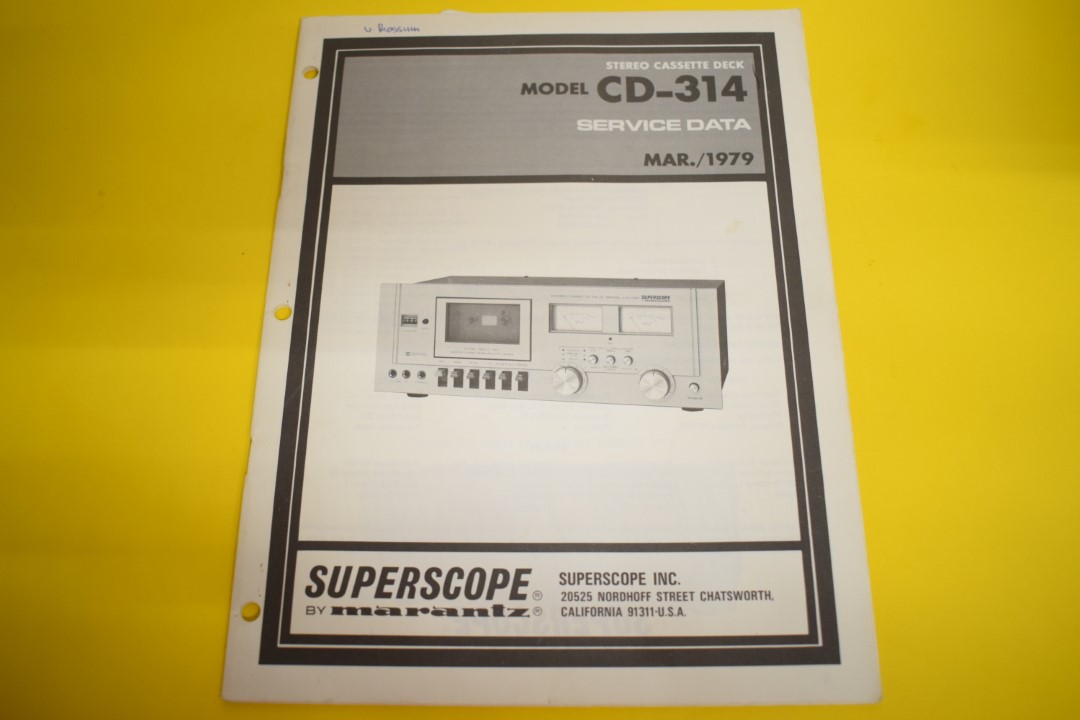 Superscope CD-314 cassettedeck Service Manual