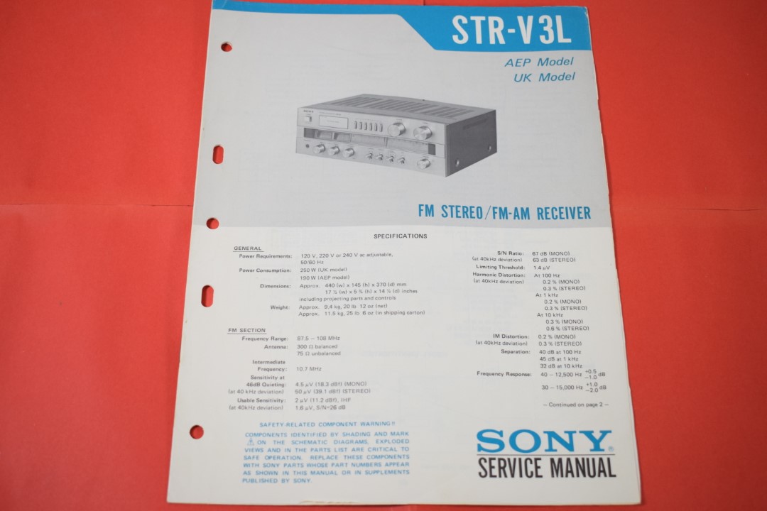 Sony STR-V3L Receiver Service Manual
