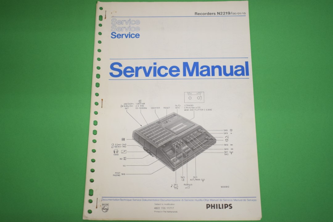 Philips N2219 Cassette recorder Service Manual