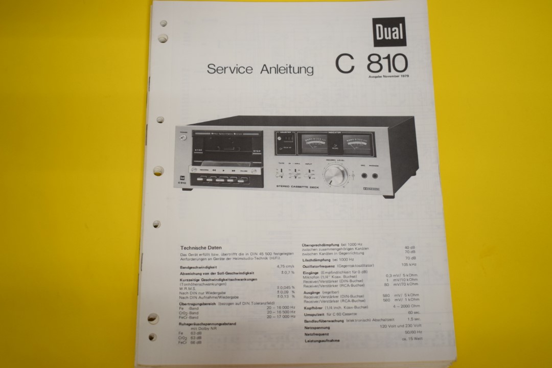 Dual C 810 cassettedeck Service Manual