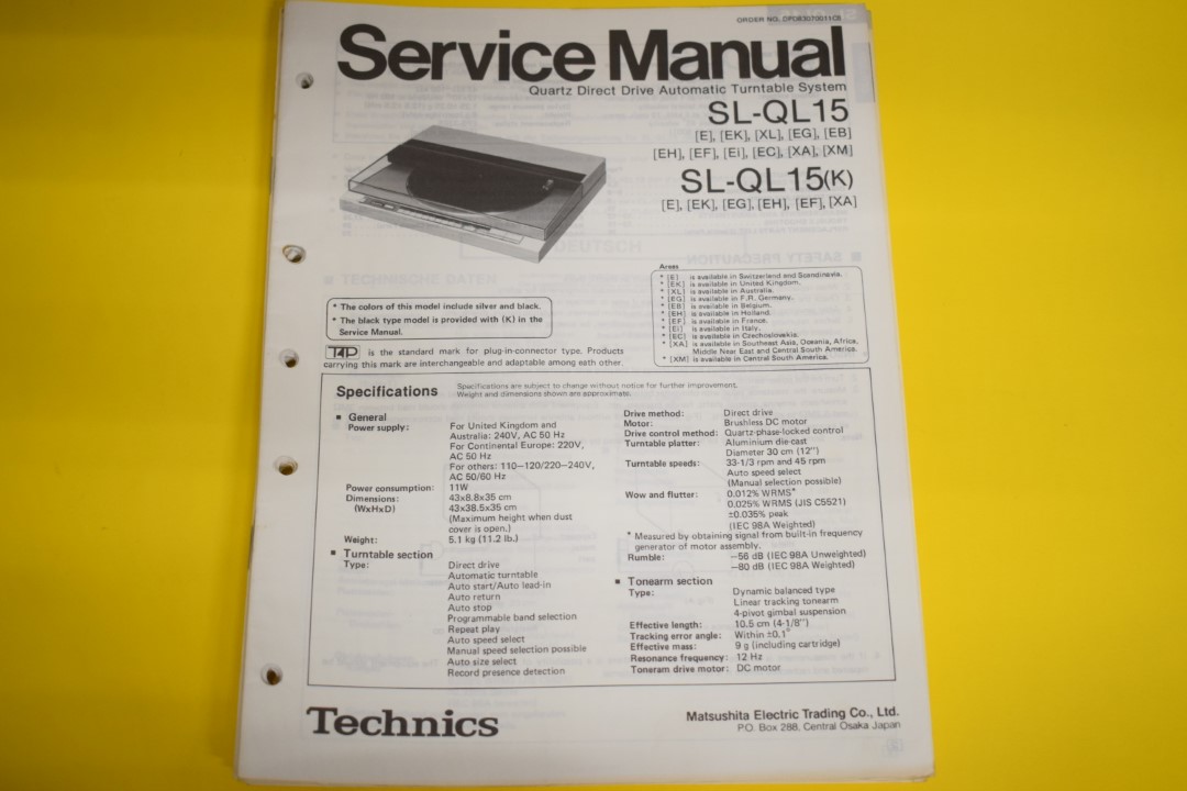 Technics SL-QL15 Turntable Service Manual