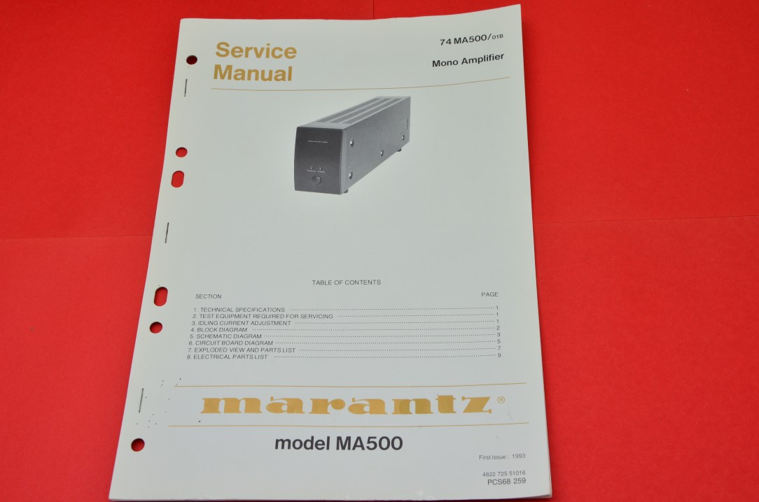 Marantz 74MA500 Mono Amplifier Service Manual