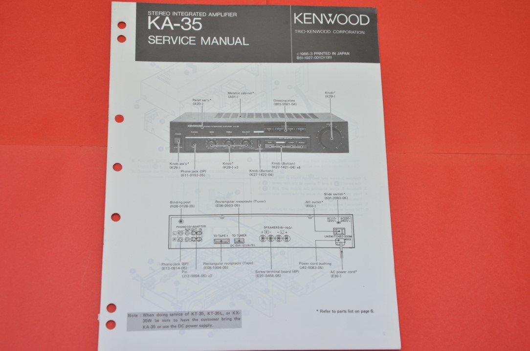 Kenwood KA-35 Amplifier Service Manual