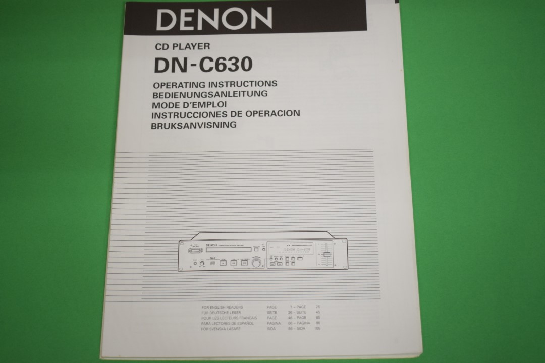 Denon DN-C630 CD Player User Manual