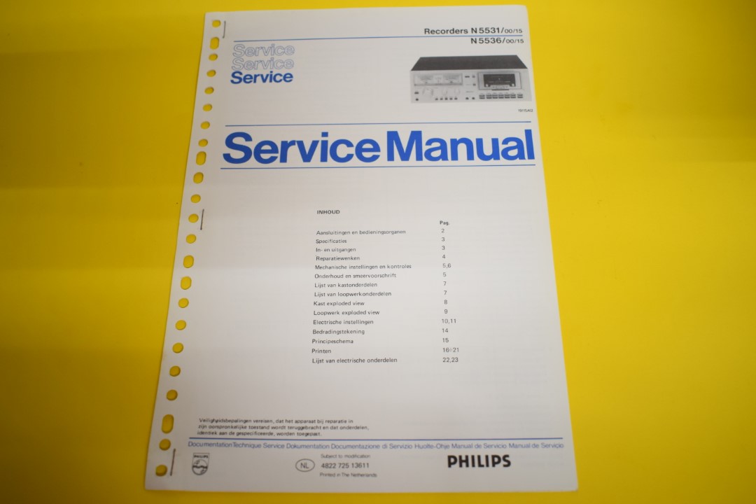 Philips N5531 cassettedeck Service Manual