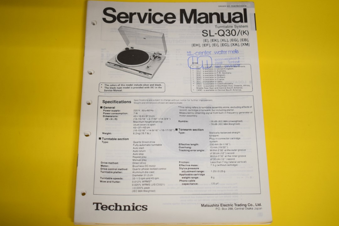 Technics SL-Q30 Turntable Service Manual