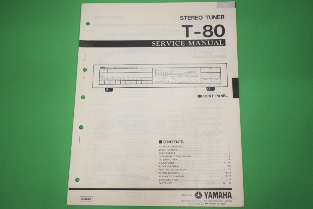 Yamaha T-80 Tuner Service Manual