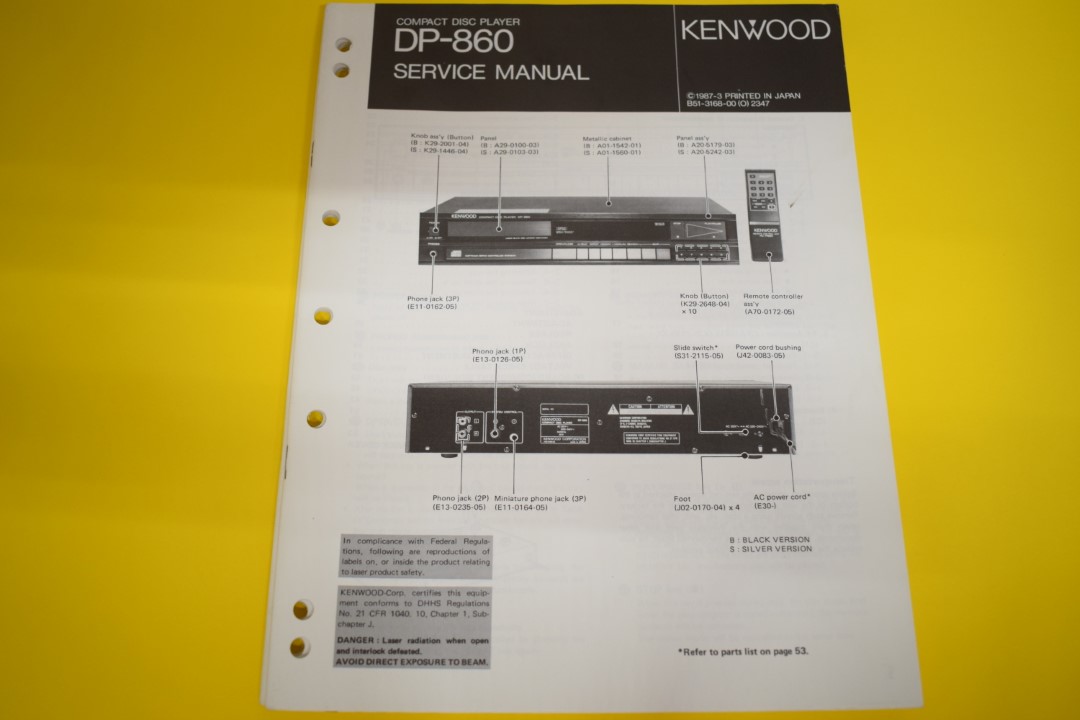 Kenwood DP-860 CD-Player Service Manual