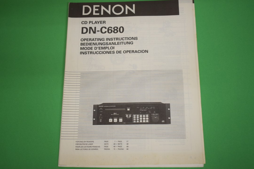 Denon DN-C680 CD Player User Manual