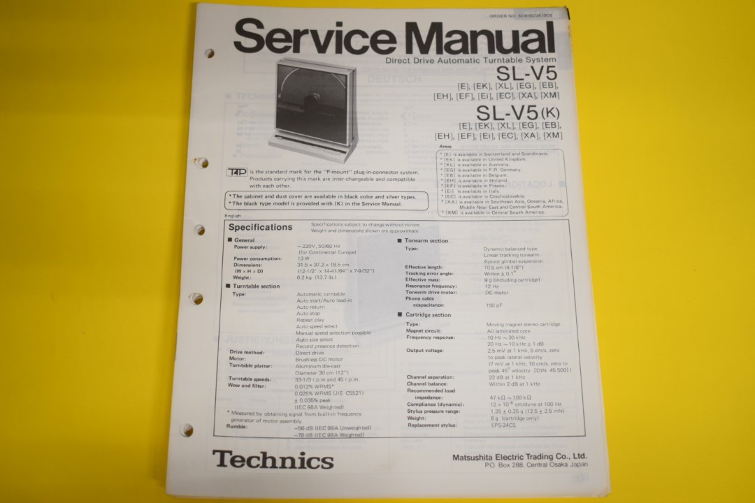 Technics SL-V5 Turntable Service Manual
